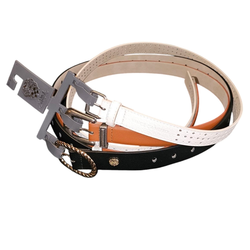 Vince Camuto 3 Pk Stylish Black, Brown, and White Belts Set - Picture 3 of 3